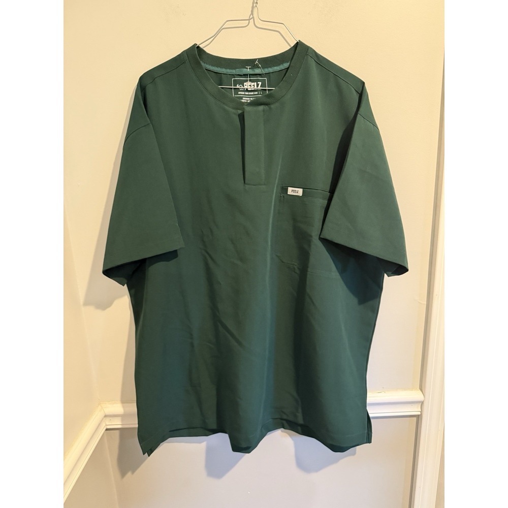 Peelz Karl Henley Green eco-friendly, 4-way stretch anti-odor fabric Scrub Top